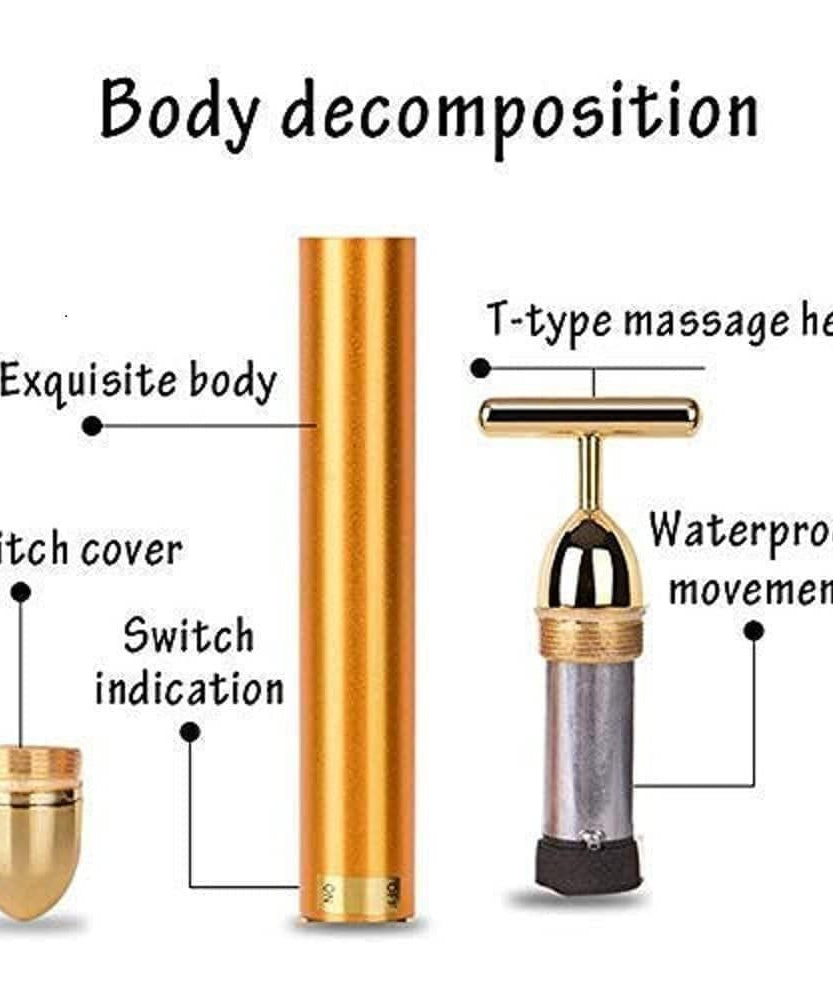 24K Gold Energy Beauty Bar Electric Facial Massage Roller